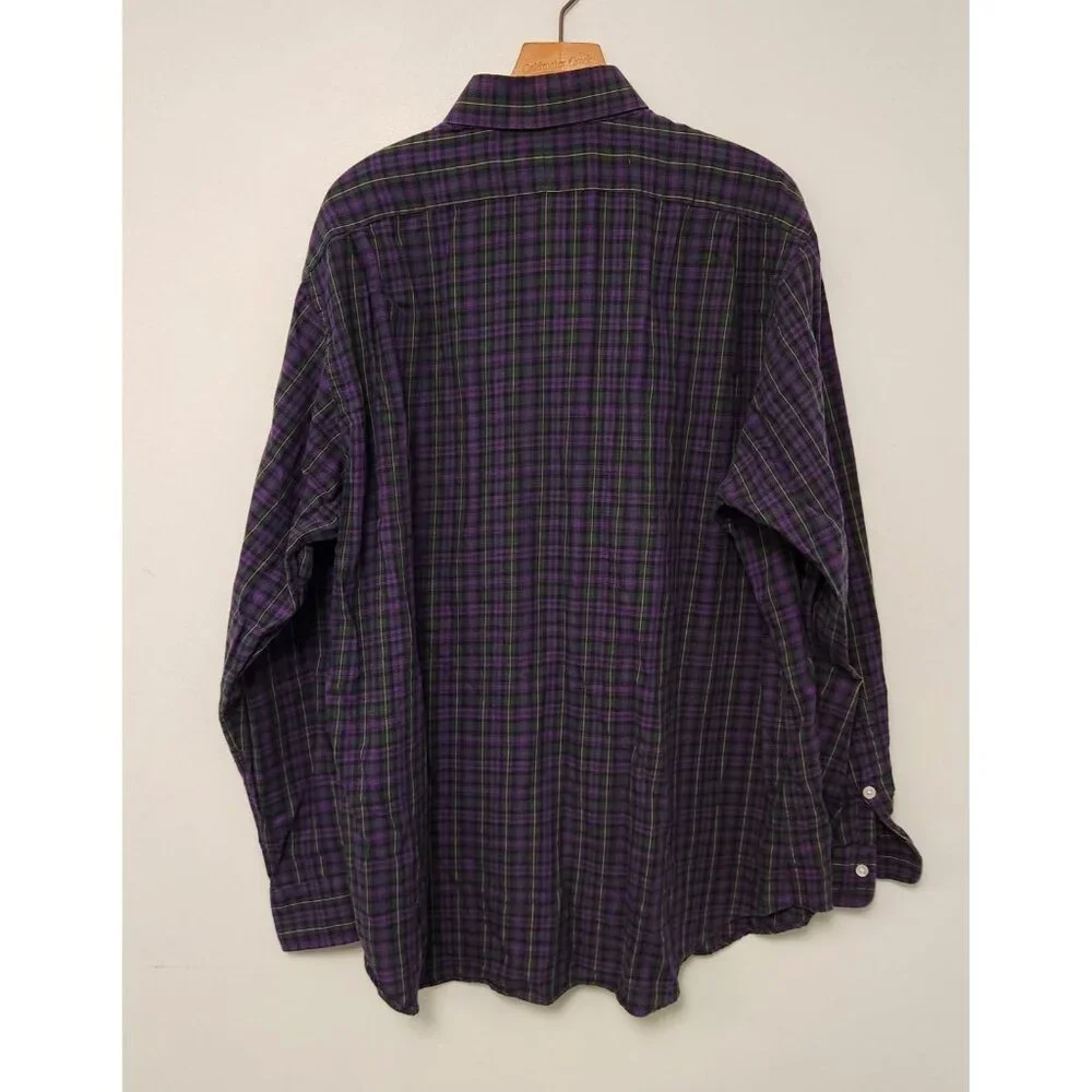 Polo Ralph Lauren Shirt‎ Regent Classic Fit Button Up Purple Blue Check XL EUC